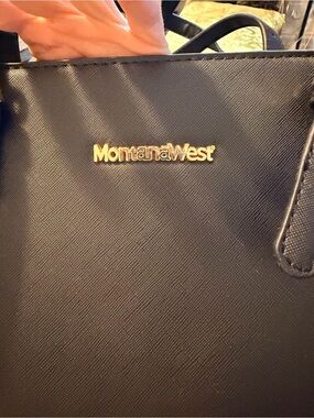Montana West Black Messenger Bag with Gold Logo Accent